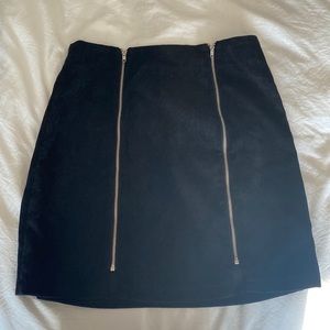 boohoo black corduroy mini skirt with zippers